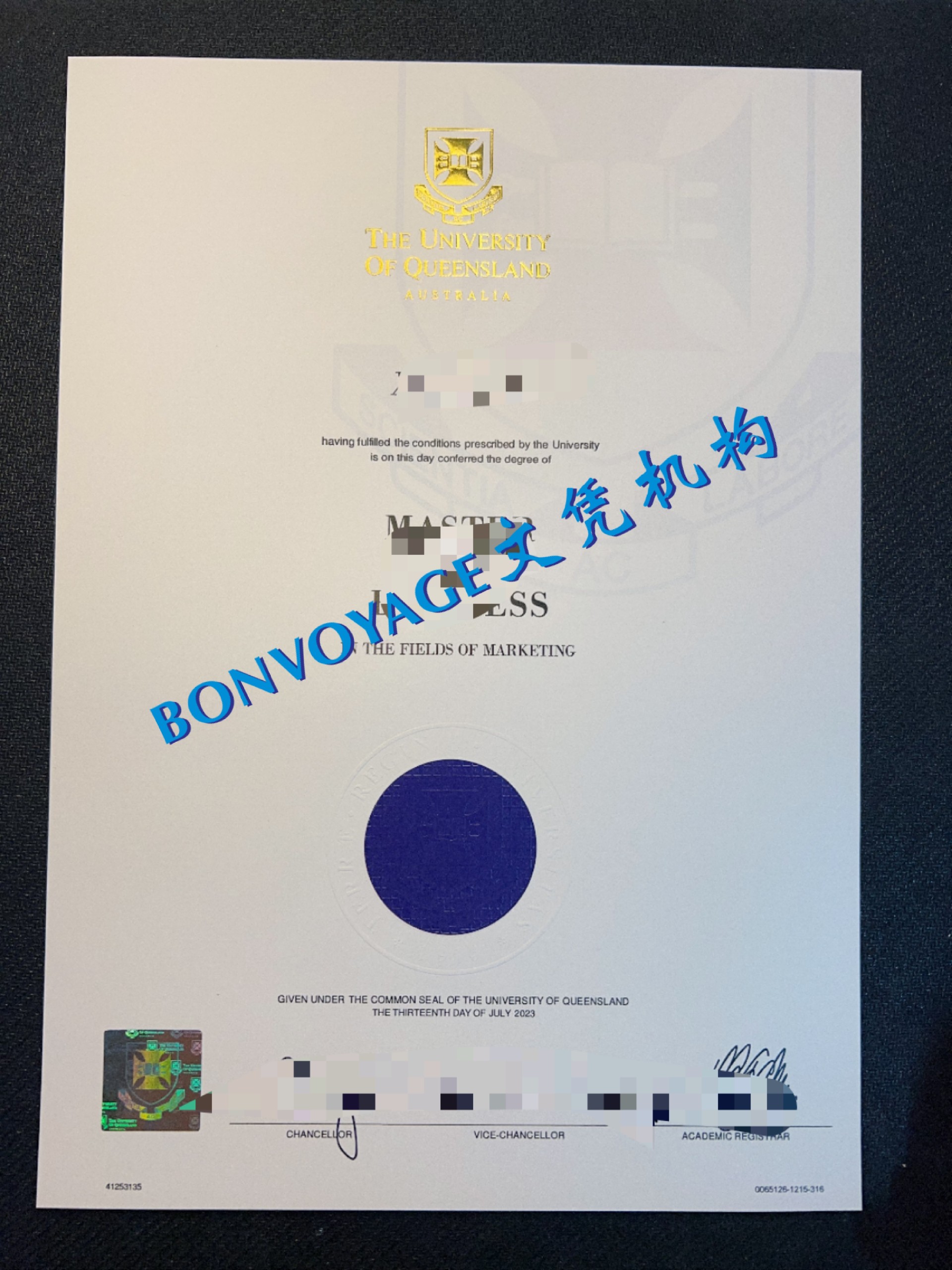 昆士兰大学毕业证书图片/UQ昆士兰大学毕业证制作