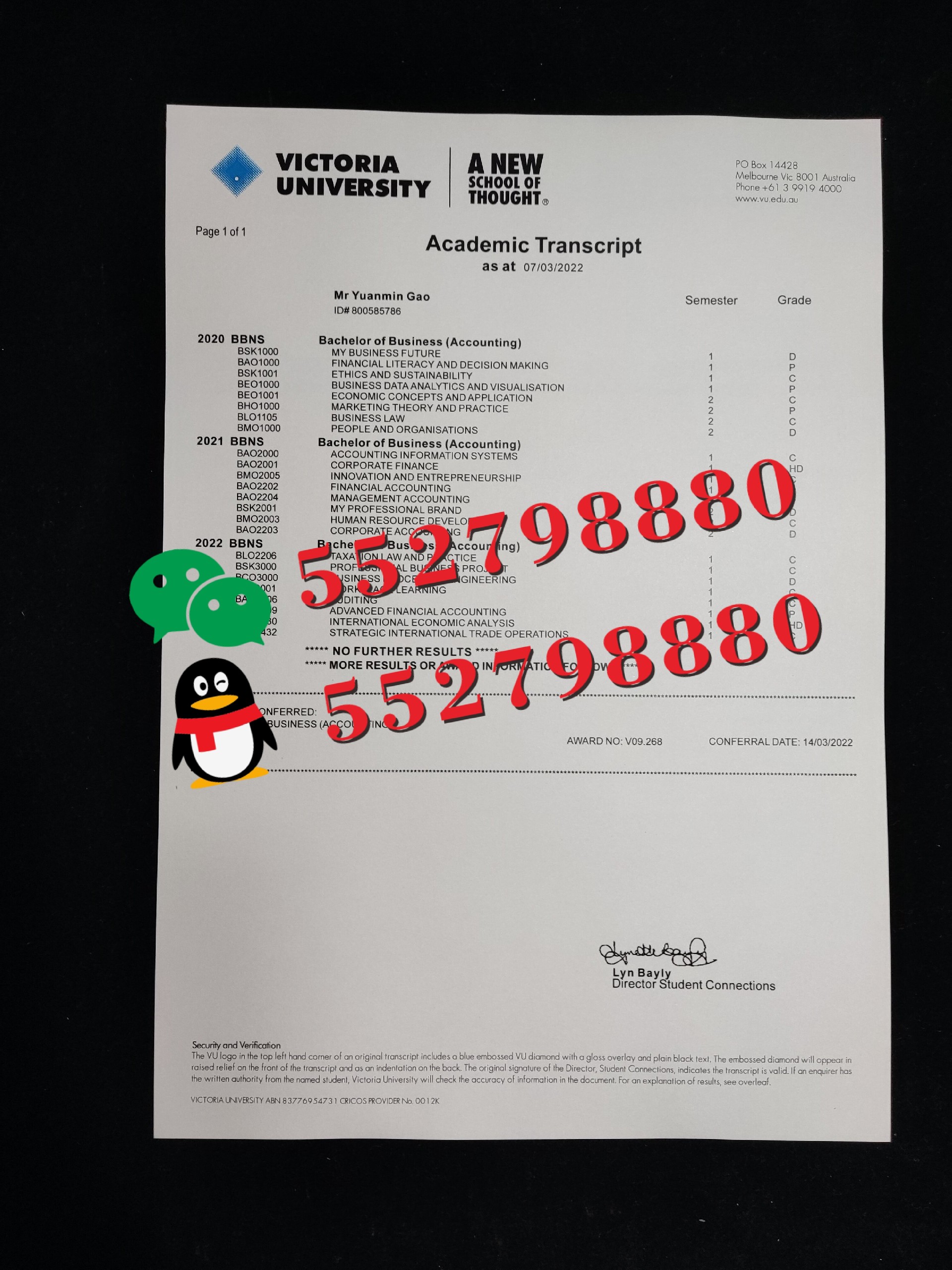 澳大利亚维多利亚大学毕业证书高清样品/澳大利亚维多利亚大学毕业证成绩单核心防伪技术指南