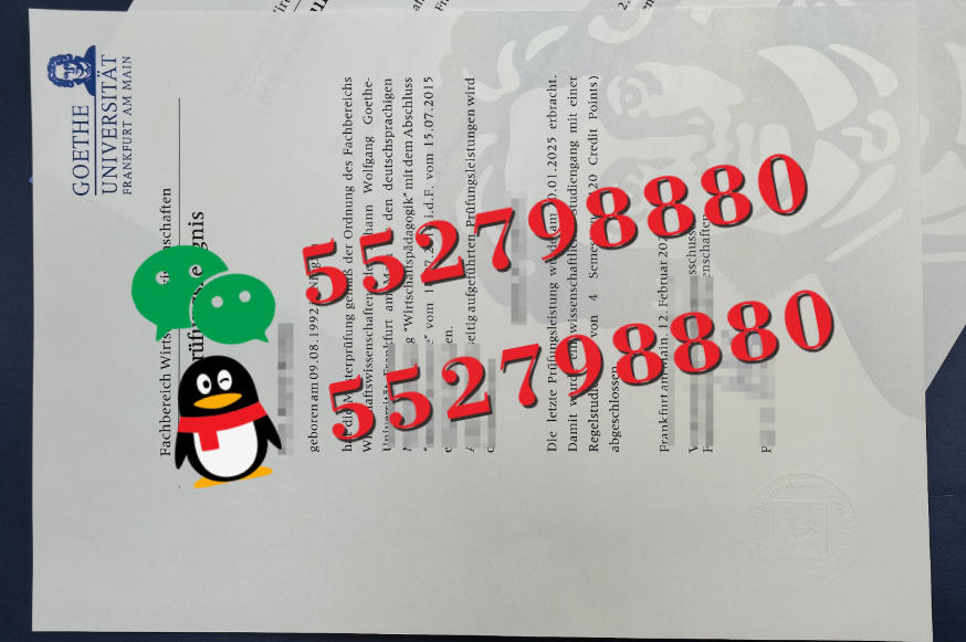 法兰克福大学毕业证书高清实拍样品/法兰克福大学毕业证书防伪钢印图片