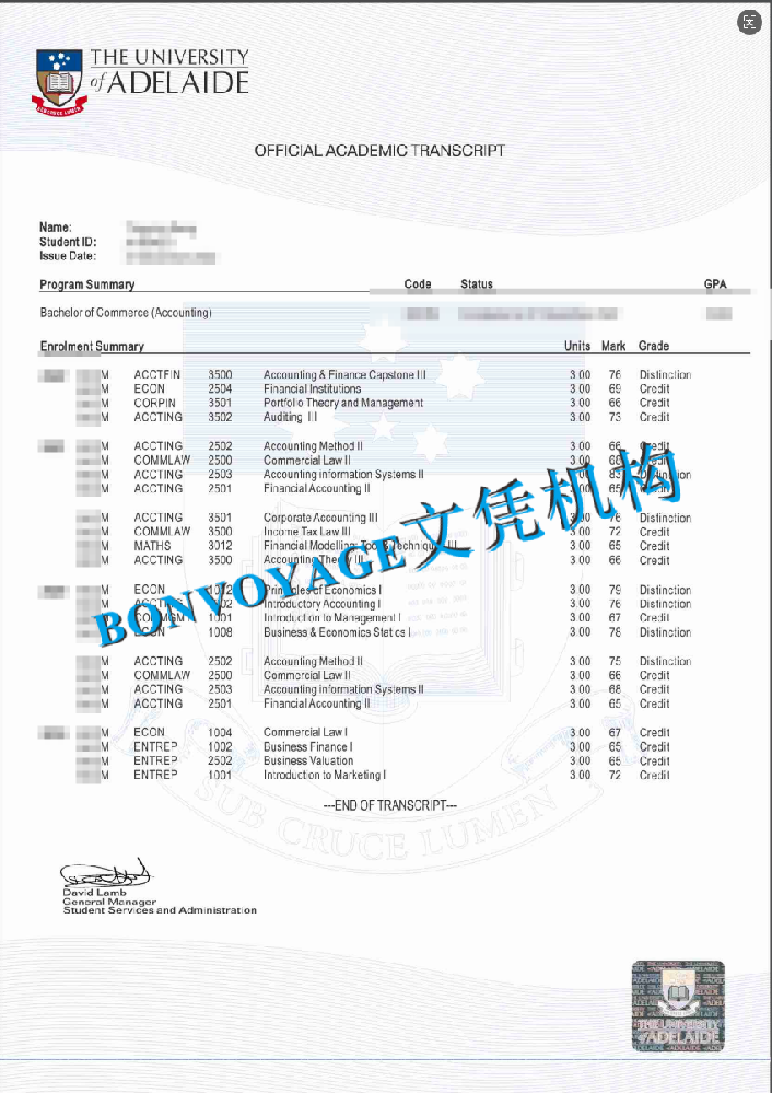 阿德莱德大学成绩单版本复刻/阿德莱德大学经济学本科专业成绩单课程计划解析
