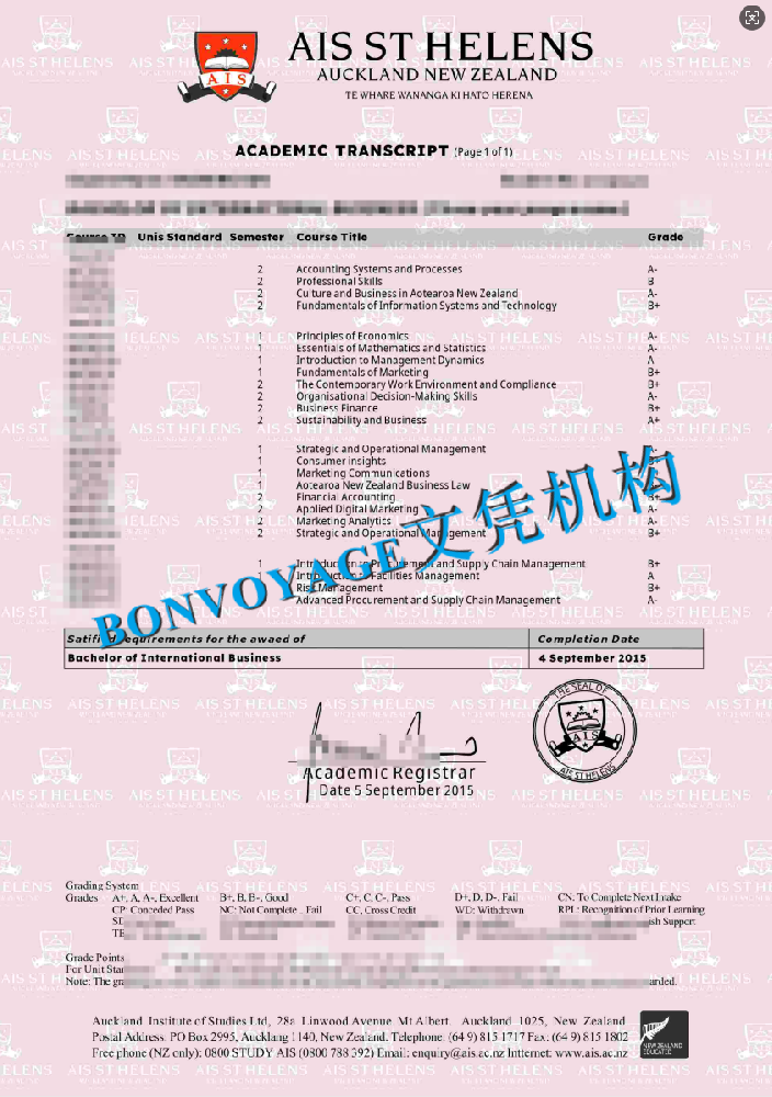 奥克兰商学院商业分析硕士成绩单解析/复刻奥克兰商学院成绩单定制