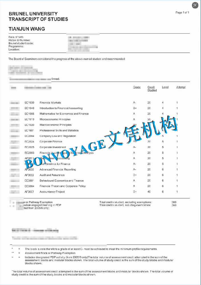 布鲁内尔大学成绩单复刻/布鲁内尔大学经济学成绩单课程计划解析