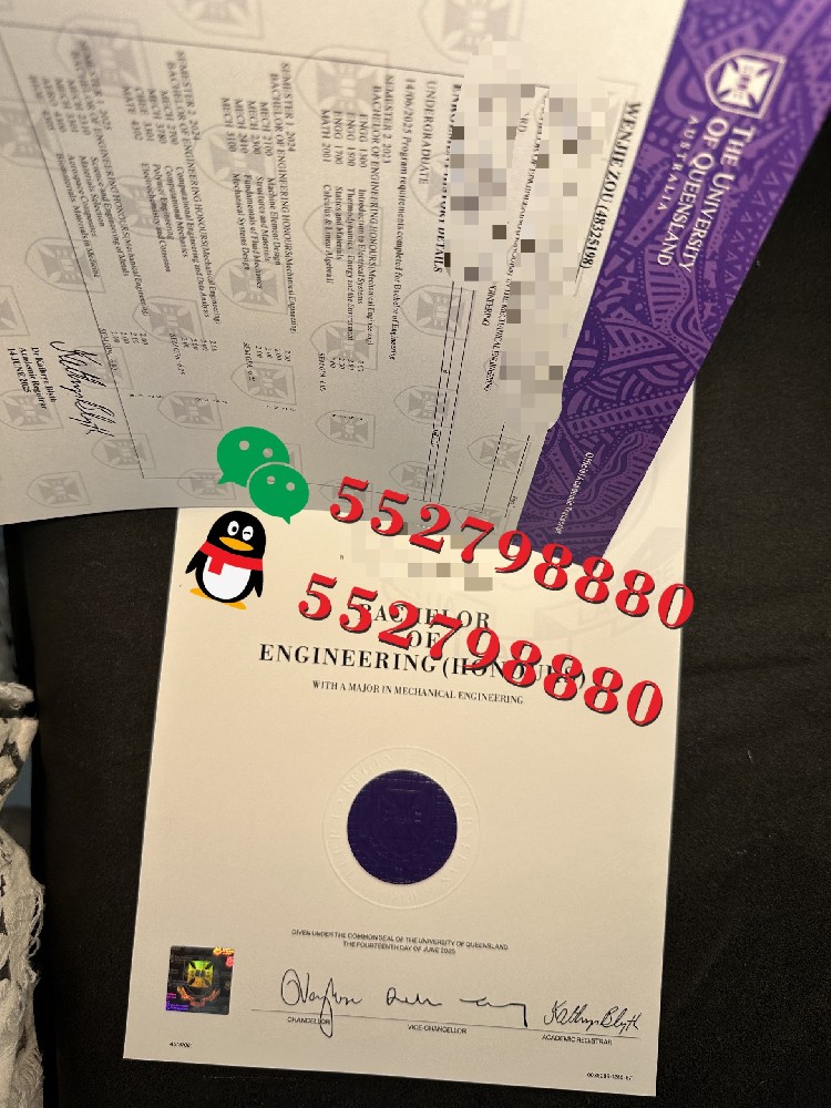 昆士兰大学毕业证书实拍特写/昆士兰大学学位证书制作