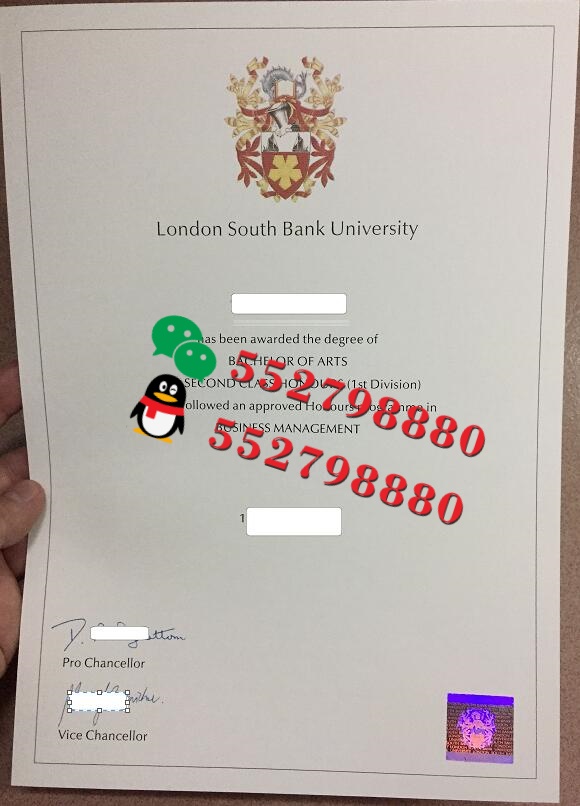 伦敦南岸大学毕业证书实拍特写/伦敦南岸大学学位证书制作
