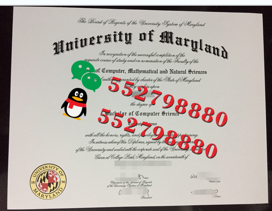 马里兰大学毕业证书实拍特写/马里兰大学心理学文学学士学位证书复刻