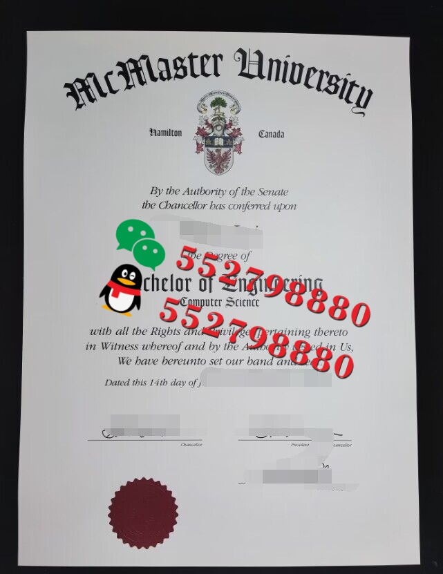 麦克马斯特大学毕业证书实拍特写/麦克马斯特大学计算机科学理学学士学位证书复刻