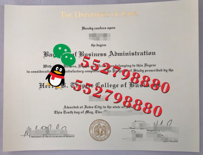 爱荷华大学毕业证书实拍特写/爱荷华大学生物科学理学学士学位证复刻