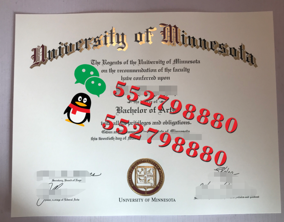 明尼苏达大学双城分校毕业证书实拍特写/明尼苏达大学双城分校经济学文学学士学位证复刻