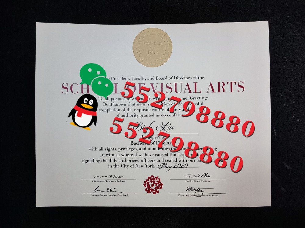 视觉艺术学院毕业证书实拍特写/视觉艺术学院平面设计BFA学位证书复刻