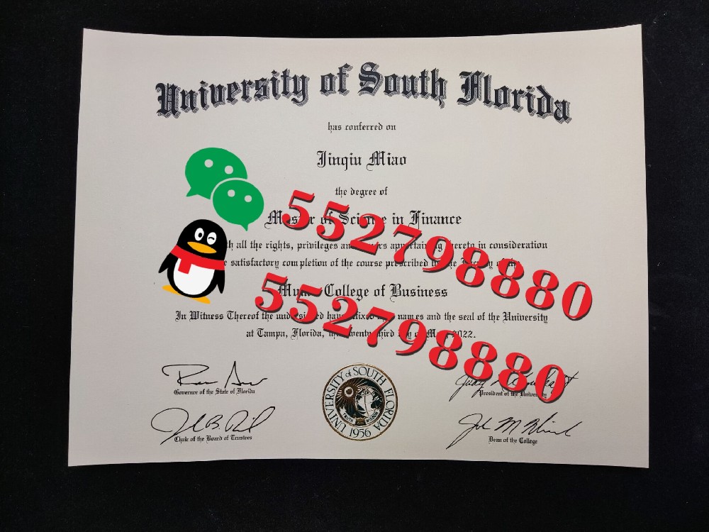 南佛罗里达大学毕业证书实拍特写/南佛罗里达大学化学工程理学学士学位证书复刻