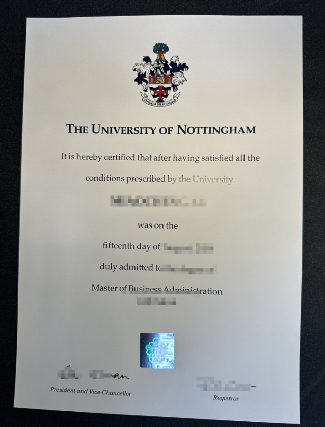 诺丁汉大学毕业证书实拍特写/诺丁汉大学传媒学文学学士学位证书复刻