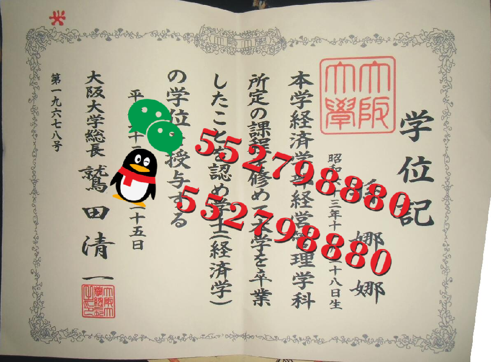 大阪大学毕业证书实拍特写/大阪大学西洋史学士学位记复刻