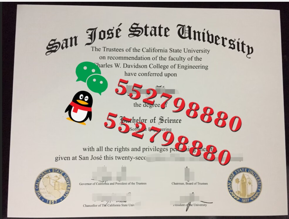 圣何塞州立大学毕业证书实拍特写/圣何塞州立大学软件工程理学学士学位证书复刻