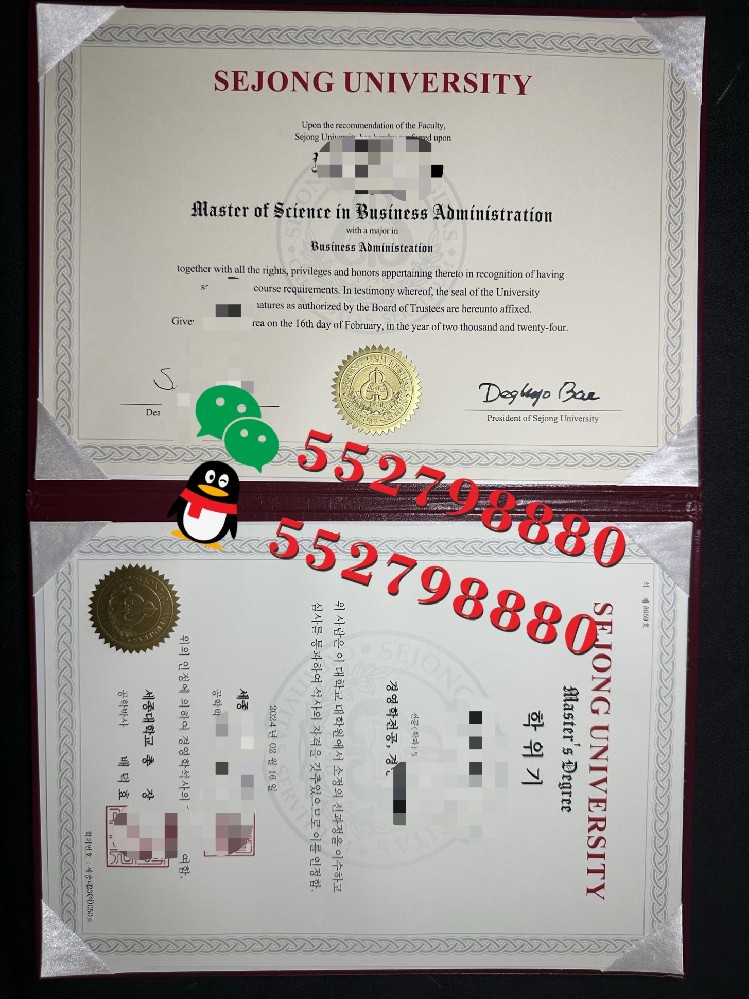 韩国世宗大学毕业证书实拍特写/世宗大学经营会计MBA学位证书复刻