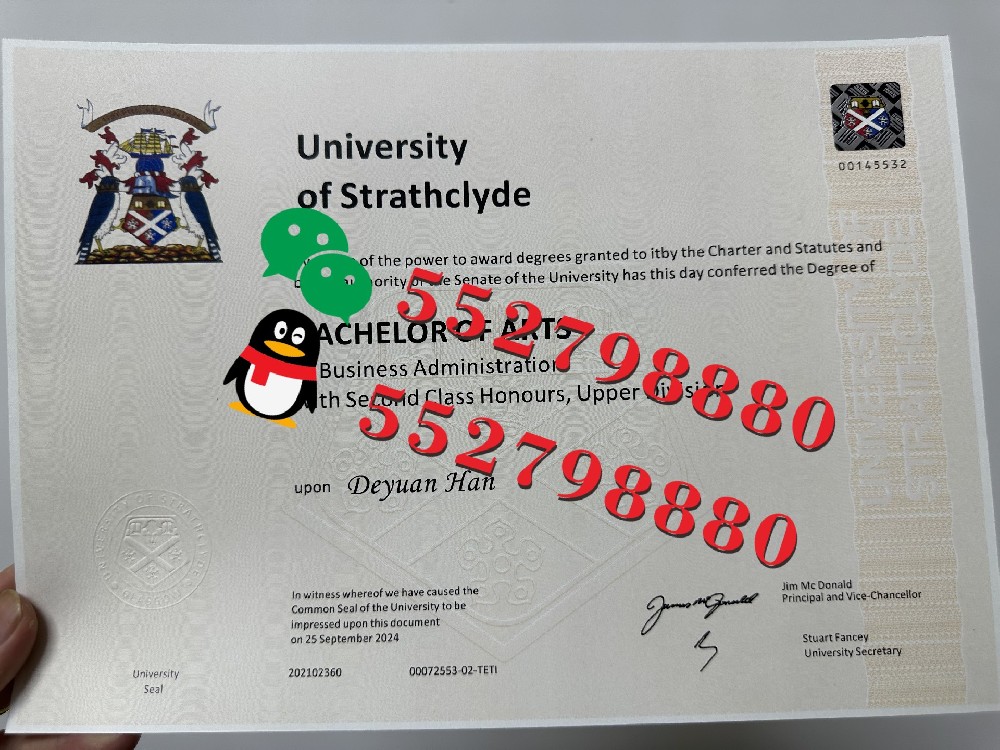 思克莱德大学毕业证书实拍特写/思克莱德大学会计与金融商学学士学位证书复刻