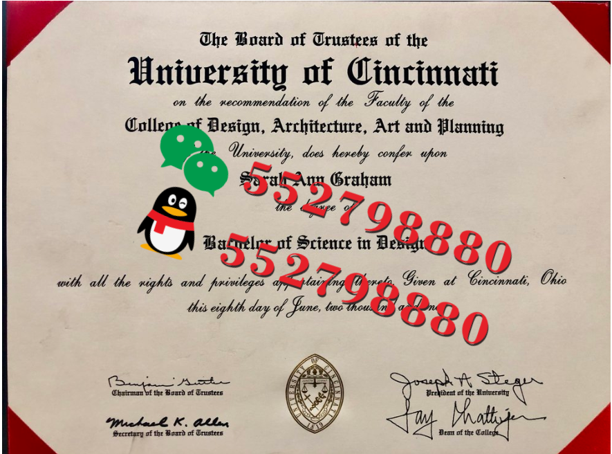 辛辛那提大学毕业证书实拍特写/辛辛那提大学化学工程理学学士学位证书复刻