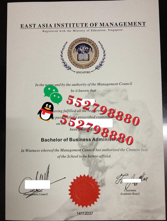 新加坡东亚管理学院毕业证书实拍特写/新加坡东亚管理学院应用心理学文学学士学位证书复刻