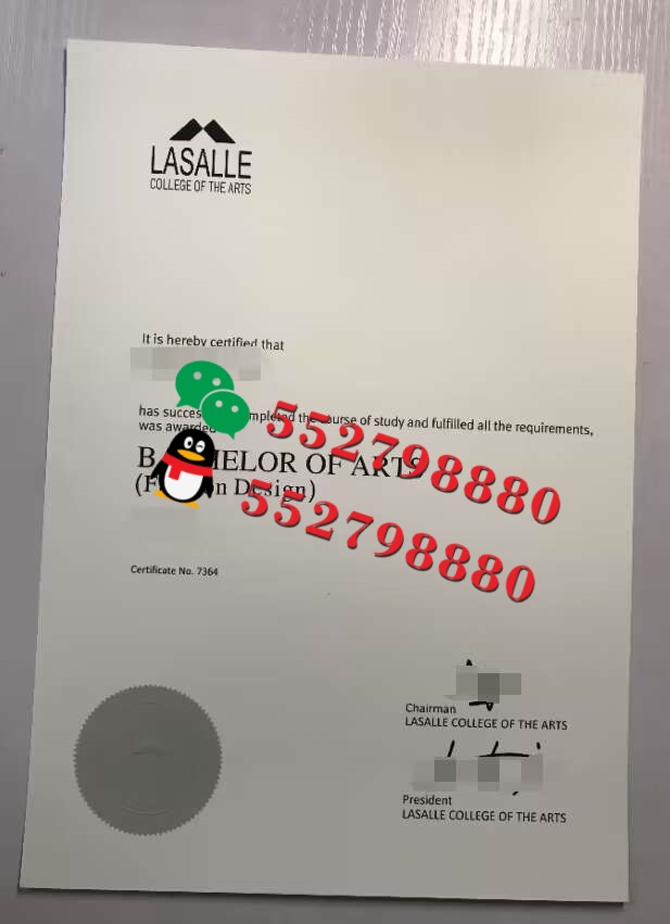 拉萨尔艺术学院毕业证书实拍特写/拉萨尔艺术学院时装设计学士学位证书复刻