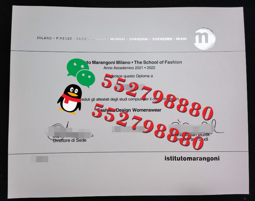 马兰戈尼学院毕业证书实拍特写/马兰戈尼学院时尚造型学士学位证书复刻
